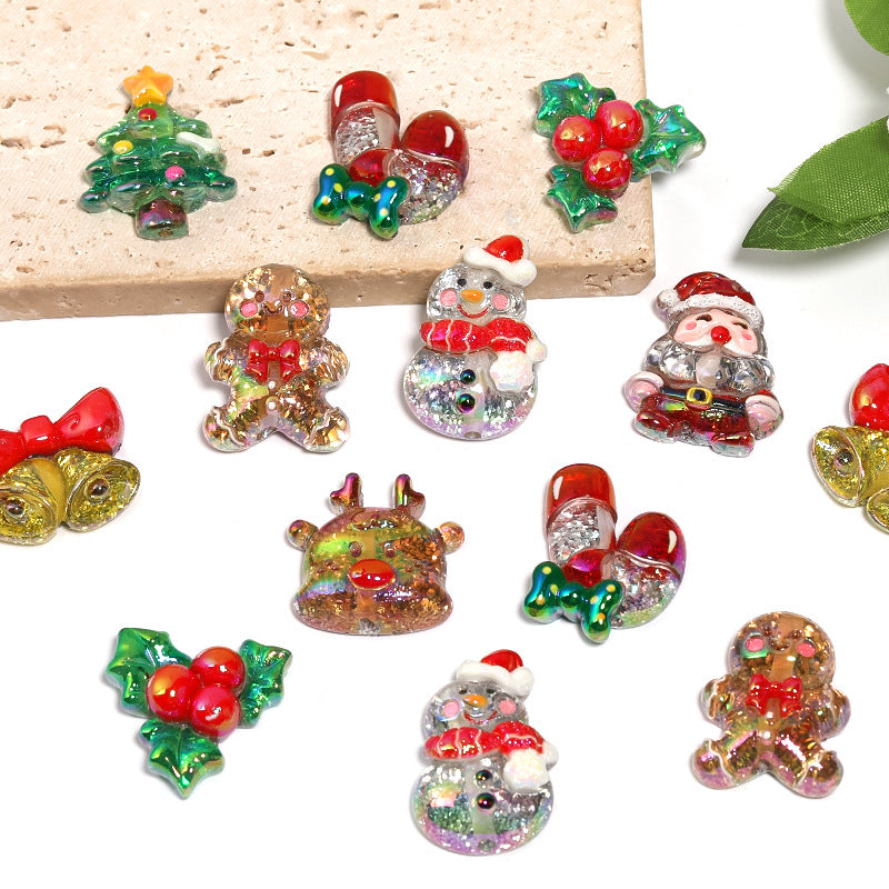 Glitter Powder Resin Beads Christmas Series Festive Holiday 25pcs 6