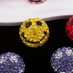 Smiley Face Bubblegum Rhinestone Beads 20mm Polymer Clay Full Rhinestones 6pcs 3
