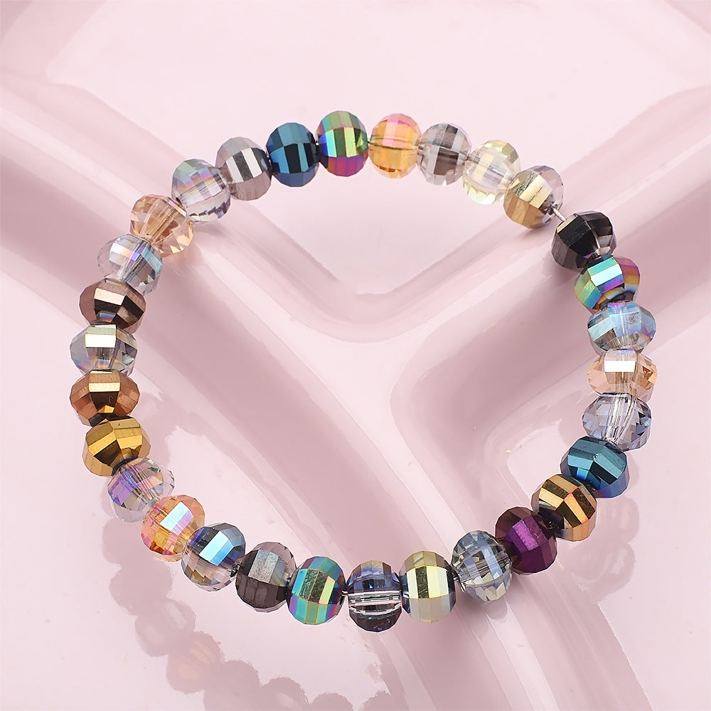 Faceted Glass Beads 8mm Watermelon Electroplated Iridescent 30pcs 2