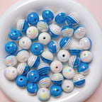 UV Plating Colorful Lollipop Striped Resin Beads 16mm 10pcs 6