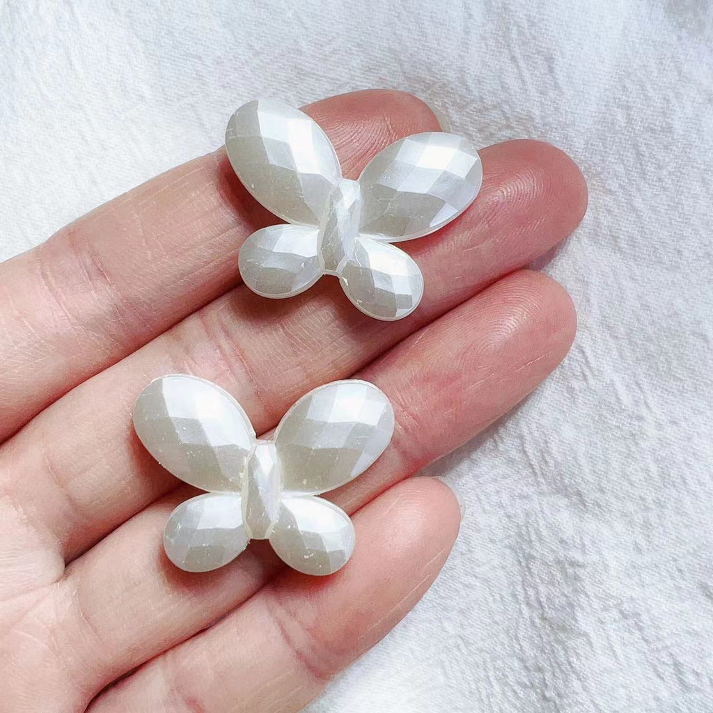 Imitation Pearl 3D Butterfly Acrylic Beads 14x33mm 20x28mm Soft Ivory 50pcs 5
