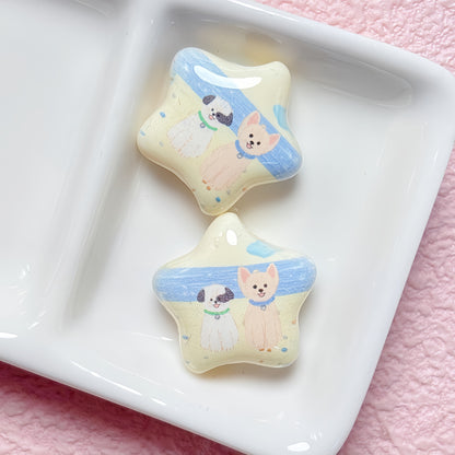 Star Shaped Acrylic Beads 25mm Fairy Tale Pattern Printed 10pcs 3
