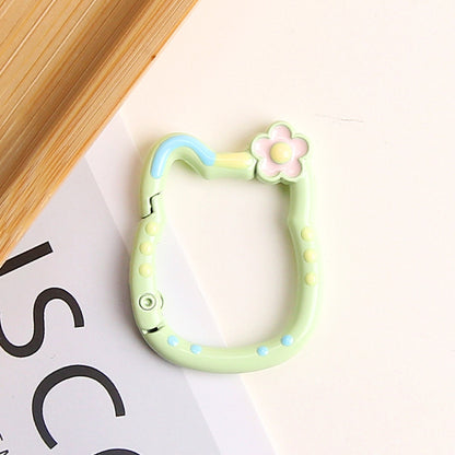 Painted Kitty Keychain Metal Zinc Alloy Floral Design 6pcs 5