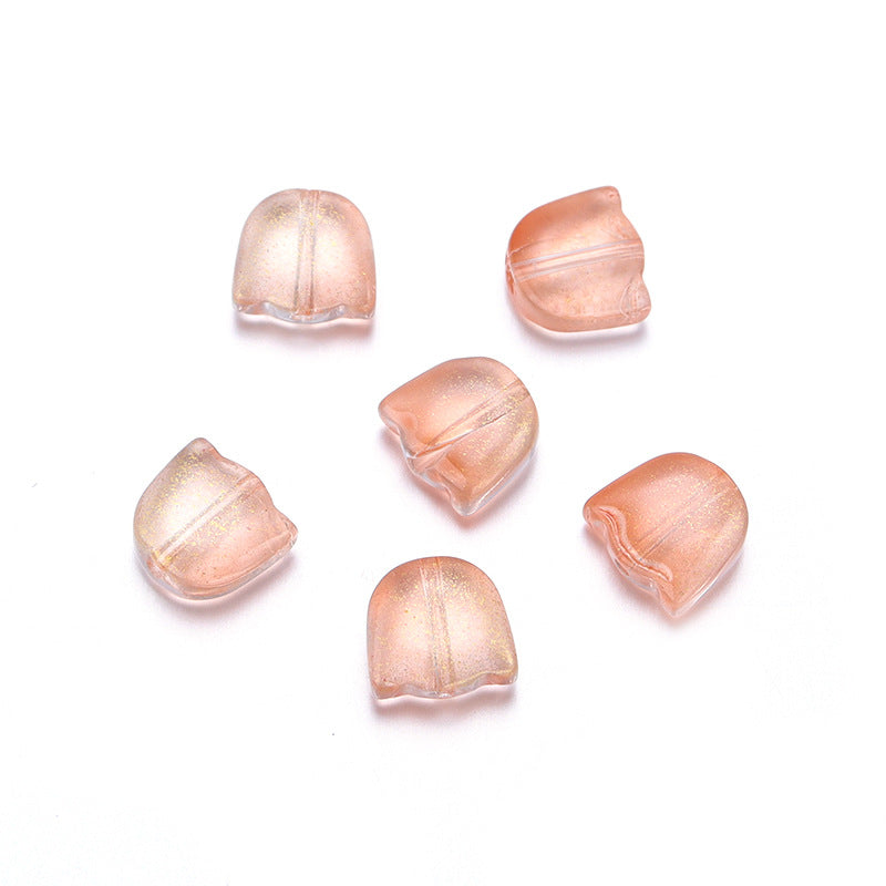 Czech Glass Beads Tulip Petals And Leaves Vintage Frosted 9mm 200pcs 10