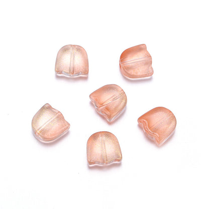 Czech Glass Beads Tulip Petals And Leaves Vintage Frosted 9mm 200pcs 10