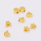 Brass Flat Metal Beads Gold Tone Butterfly Star Heart Circle 50pcs 2