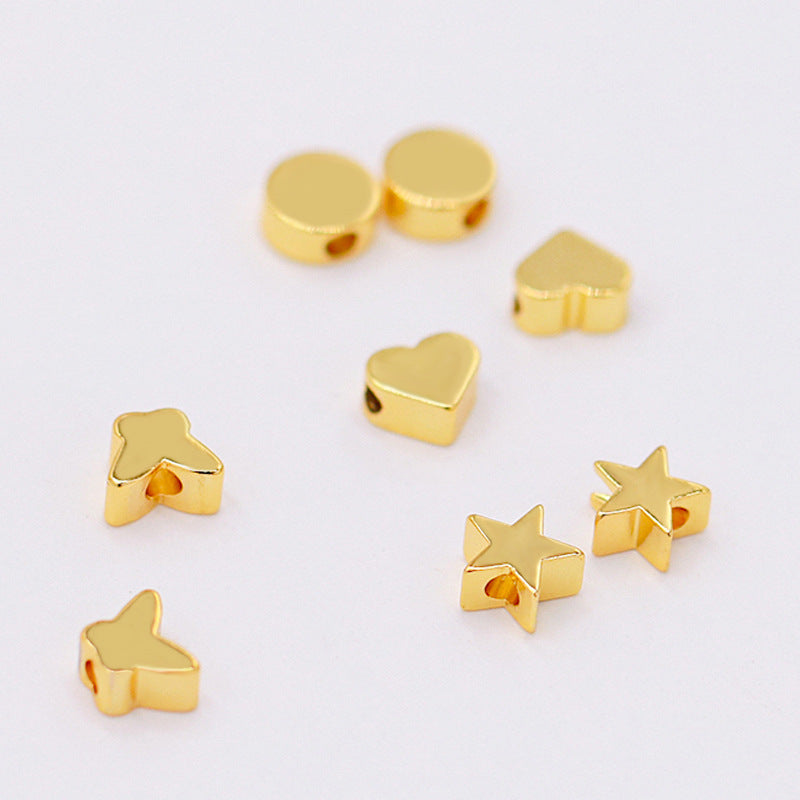 Brass Flat Metal Beads Gold Tone Butterfly Star Heart Circle 50pcs 2
