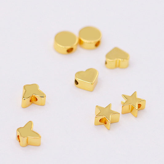 Brass Flat Metal Beads Gold Tone Butterfly Star Heart Circle 50pcs 2