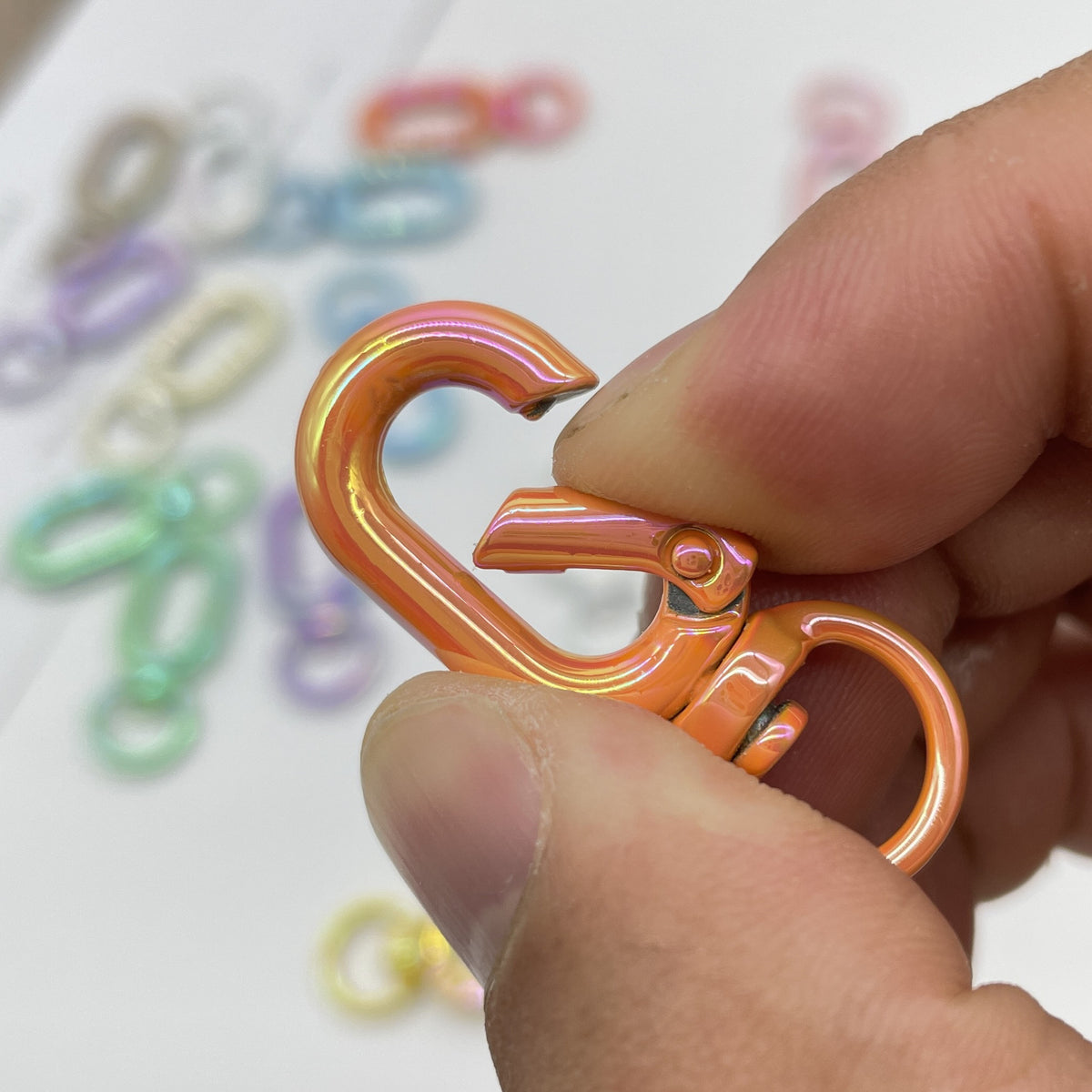 Colorful Zinc Alloy O Shaped Swivel Buckle Keychain Clasps 38mm 5pcs 2
