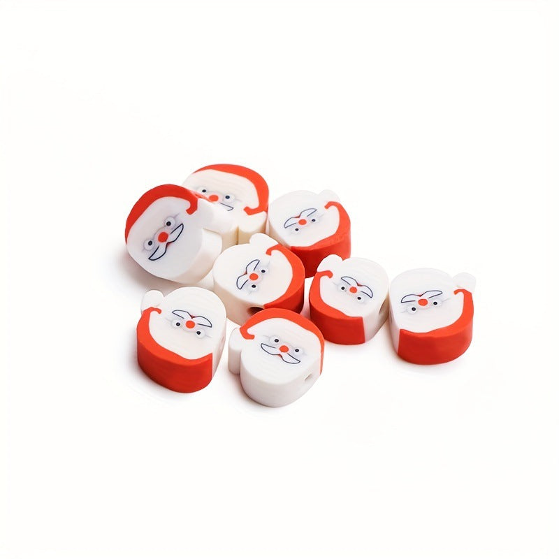 Christmas Flat Clay Beads 10mm Festive Icons Mixed Colors 100pcs 3