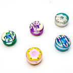 Lampwork Glass Beads Donut 15mm Hand Painted Cream Thick 10pcs 3