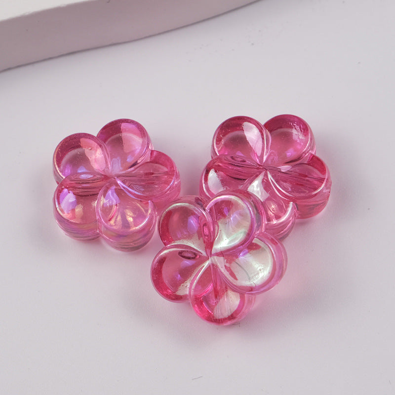 Transparent Flower Acrylic Beads 17mm Flat Plum Blossom 50pcs 8