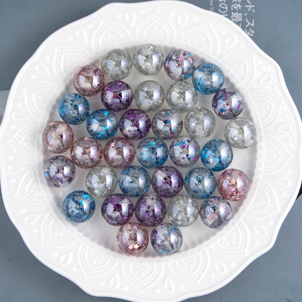 Shimmer Starry Resin Beads 16mm Round Multicolor 10pcs 3