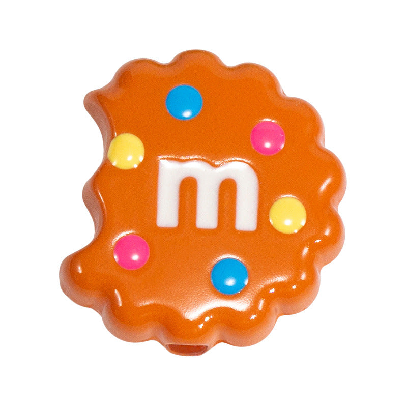 Hand Painted Bitten Cookie Acrylic Beads 22mm Enamel Glossy 10pcs 28