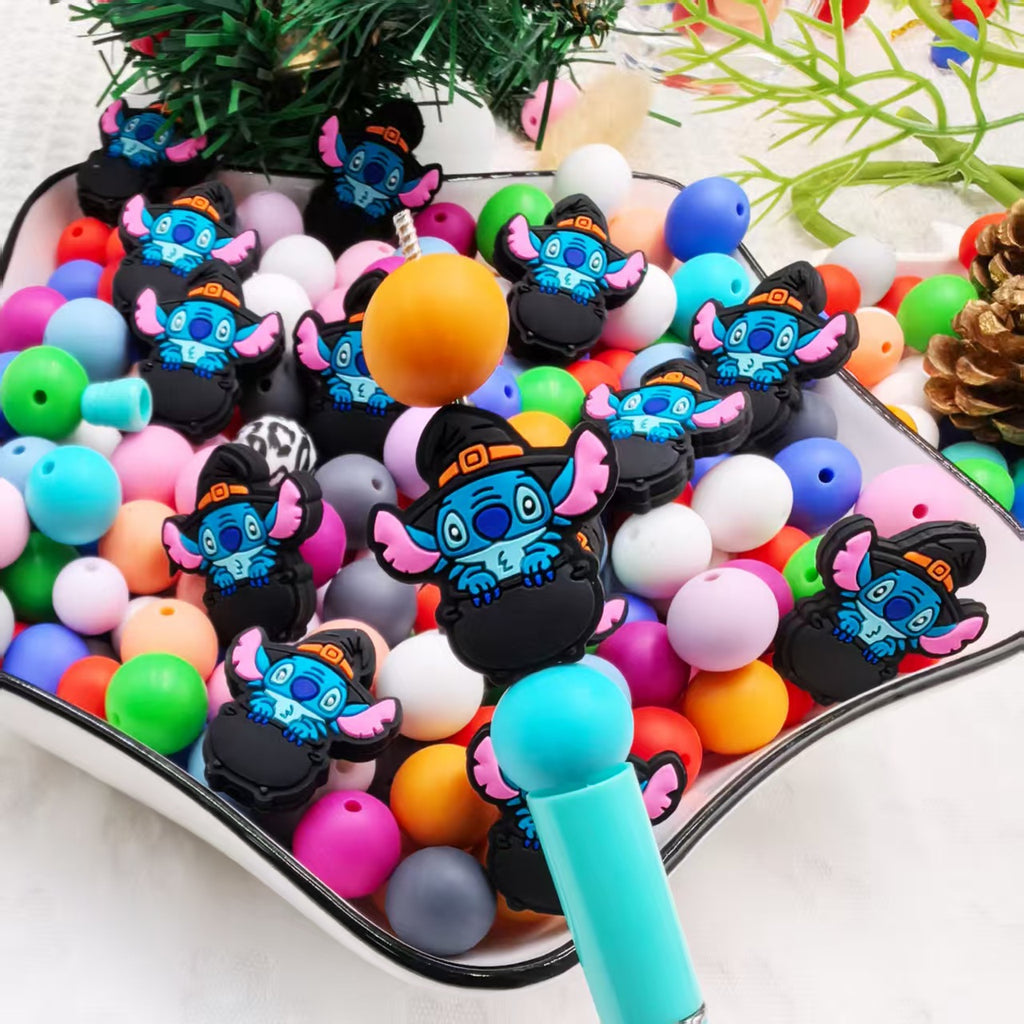 Silicone Focal Beads Wizard Hat Stitch Holding Black Witch Hat 20pcs