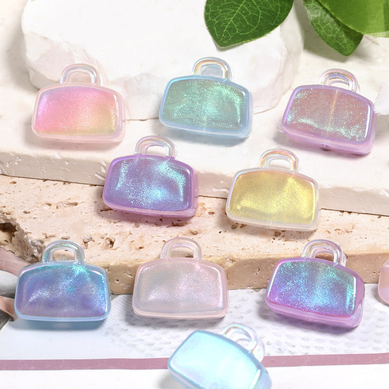 Plating Handbag Acrylic Beads 24mm UV Glitter Powder 50pcs 4