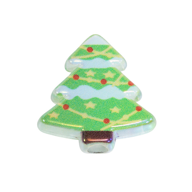 Doodle Christmas Tree Acrylic Beads 20mm Colorful Mixed 10pcs 12