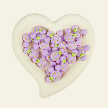 Silicone Focal Beads Mickey Head Polka Dot with Heart Accent 20pcs 12