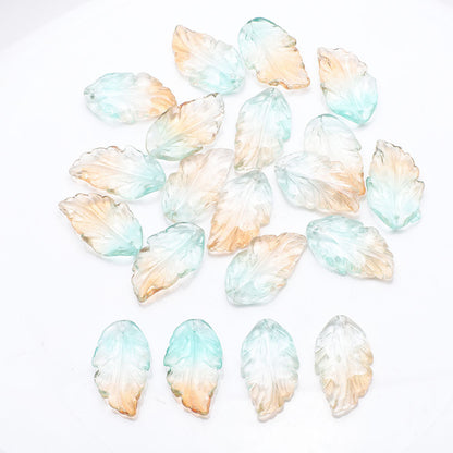 Czech Glass Beads Feather Leaf 17x28mm Gradual Color Change 20pcs 26