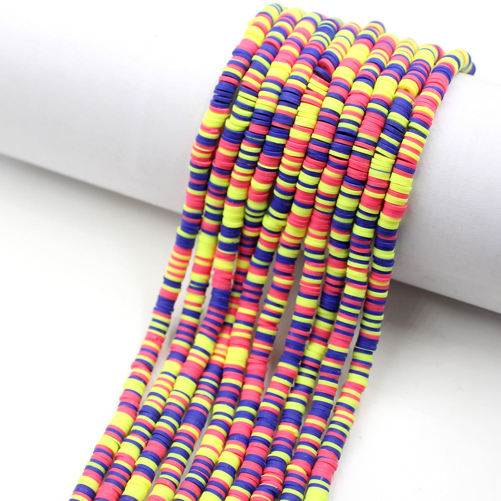 Flat Disc Clay Beads 6mm Colorful Matte Polymer 10strands 10