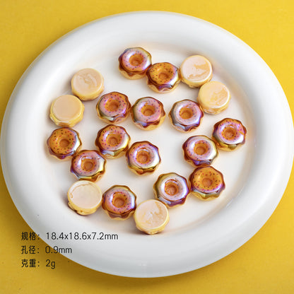 Plating Caramel-Glazed Donut Resin Beads 18mm 10pcs 8