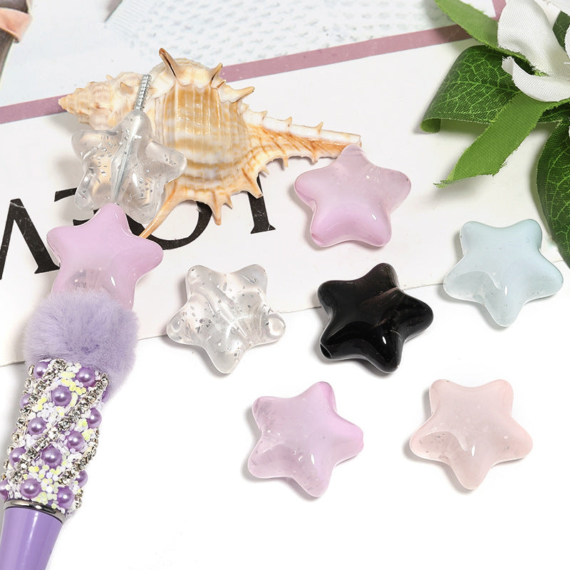 Jelly Color Glitter Powder Star and Heart Acrylic Beads 23mm 19x21mm 50pcs 2