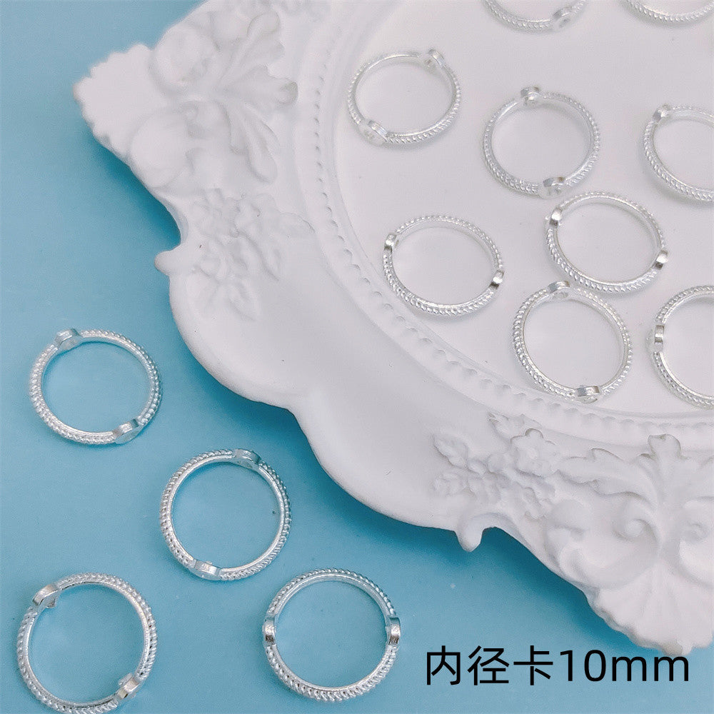 Ring Metal Beads Frame 8mm 10mm Twist Embossed Design 80pcs Alloy 9