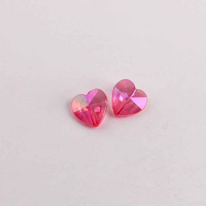 Plating Faceted Heart Acrylic Beads 13mm Transparent AB Colored 100pcs 13