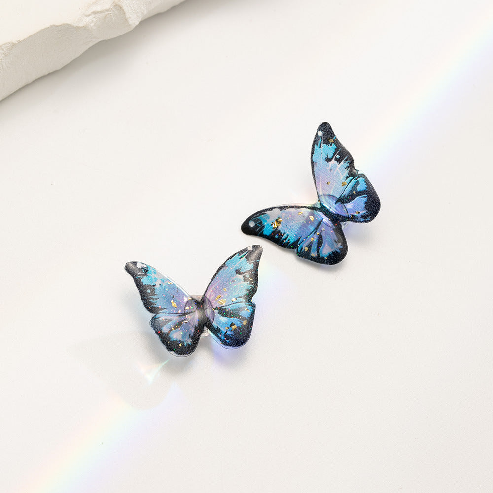 Gradient Color Butterfly Resin Beads 24mm Pastel with Gold Flakes 1pc 3