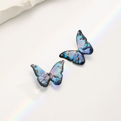 Gradient Color Butterfly Resin Beads 24mm Pastel with Gold Flakes 1pc 3