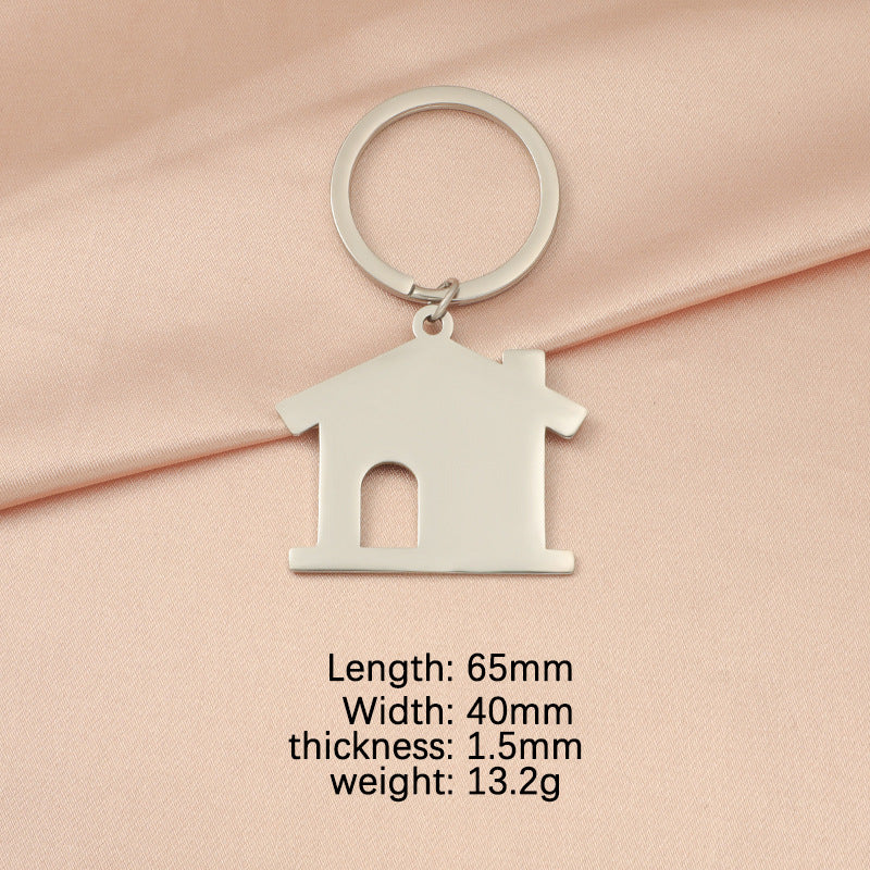 Creative Stainless Steel House Shape Keychain Silver Gold Rose Gold 6