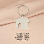 Creative Stainless Steel House Shape Keychain Silver Gold Rose Gold 6