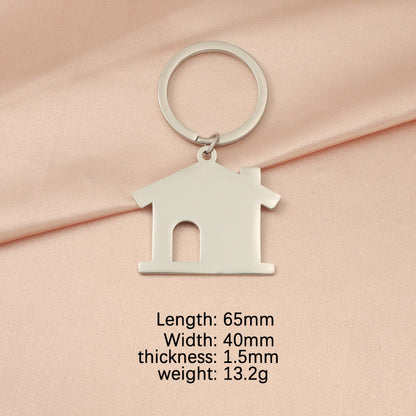 Creative Stainless Steel House Shape Keychain Silver Gold Rose Gold 6
