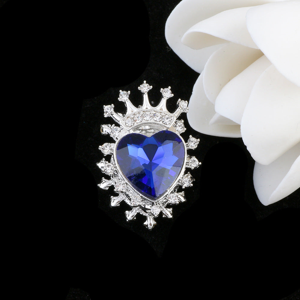Heart Crown Rhinestone Beads Fancy Faceted Circle Badge 10pcs 6