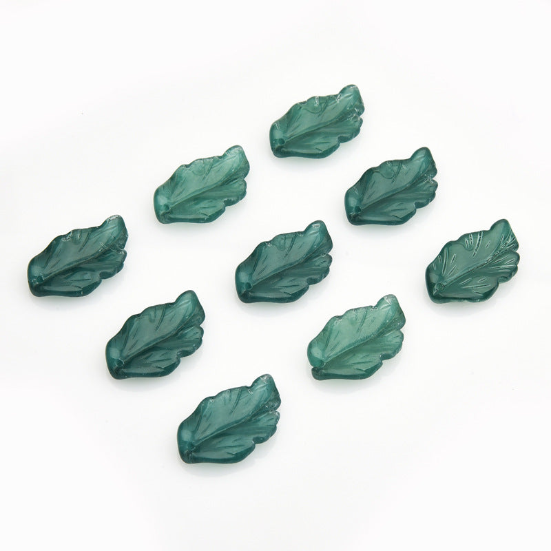 Czech Glass Beads Feather Leaf 17x28mm Gradual Color Change 20pcs 13