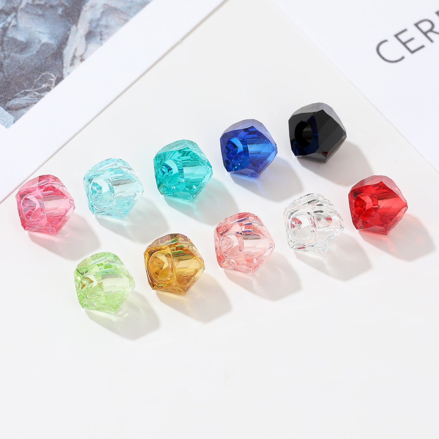 Resin Large Hole Spacer Beads 8 14mm 40pcs Imitation Crystal 3