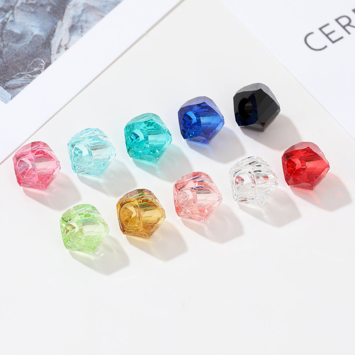 Resin Large Hole Spacer Beads 8 14mm 40pcs Imitation Crystal 3