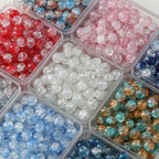 Crackle Round Glass Beads 10mm Vibrant Colors Sparkling Texture 100pcs