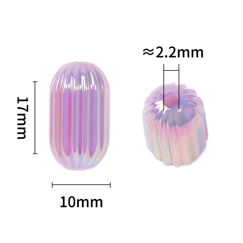 UV Plating Irregular Lantern Acrylic Beads 17x10mm Colorful Gradient 50pcs 3