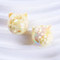 UV Plating Cute Little Cat Acrylic Beads 18mm Pastel Colors 50pcs 10