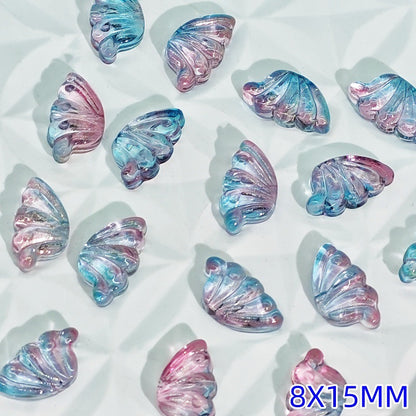Iridescent Half Butterfly Wings Glass Beads 8x15mm 50pcs 11