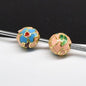 Flower Leaf Pattern Metal Beads 6/8/10mm Colorful Cloisonne Enamel 10pcs 26