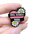 Silicone Focal Beads Small Business Mama White Daisy Text 20pcs 5