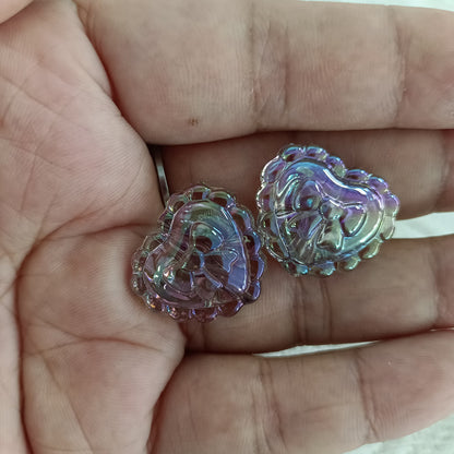 Transparent UV Plating Bow Heart Acrylic Beads 22mm 100pcs 10