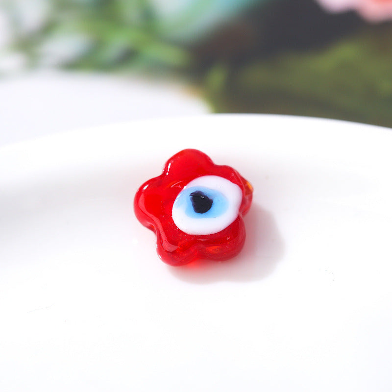 Lampwork Glass Beads Flower Shape 12mm Colorful Evil Eye 50pcs 6