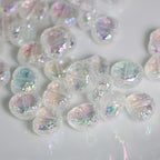 Transparent Wrinkled Flat Heart Acrylic Beads 14mm Iridescent 50pcs 2