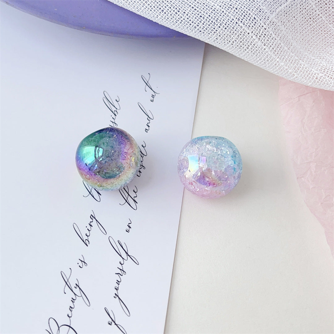 Plating Gradient Crackle Round Acrylic Beads 21mm Color Shift 50pcs 3