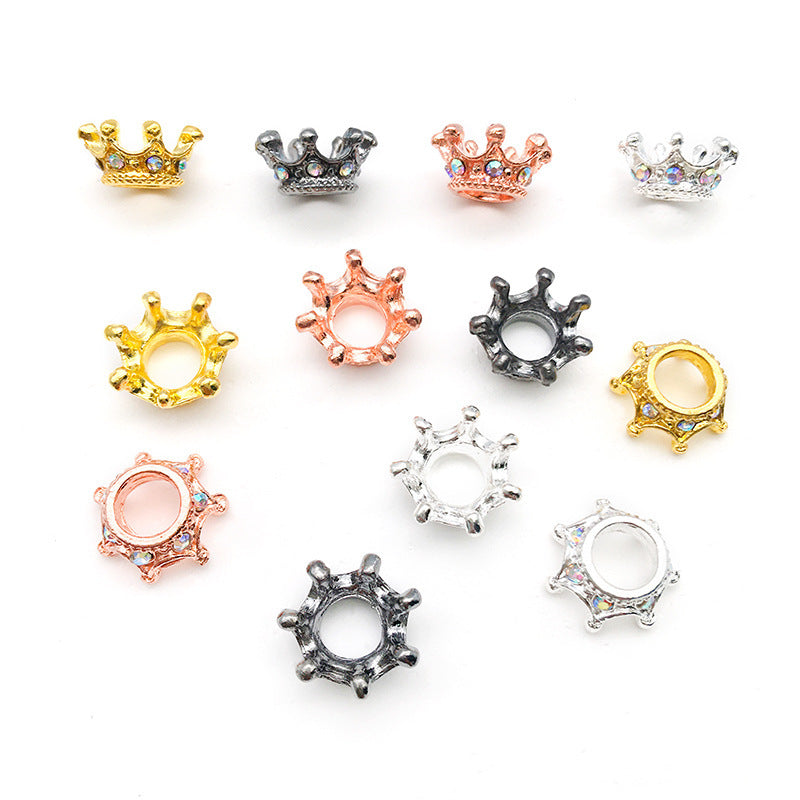 Vintage Crown Rhinestone Beads 12mm Alloy Pave Mixed Finishes 50pcs 5