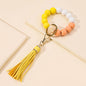 Wooden Beads Tassel Wristlet Keychain Natural Texture Pastel Colors 2