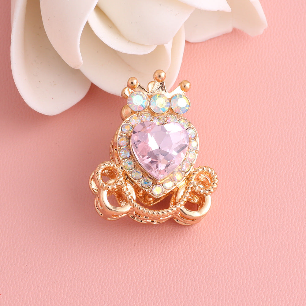 Heart Pumpkin Carriage Rhinestone Beads 28mm Alloy Pave Multi Color 5pcs 24